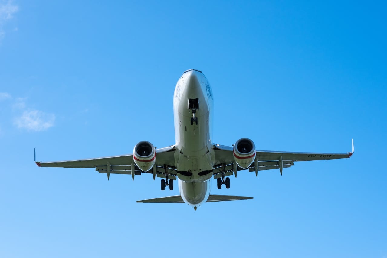 An Airplane Across the Blue Sky