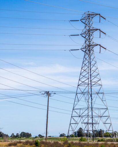 Electricity Pylons Connected with Wires